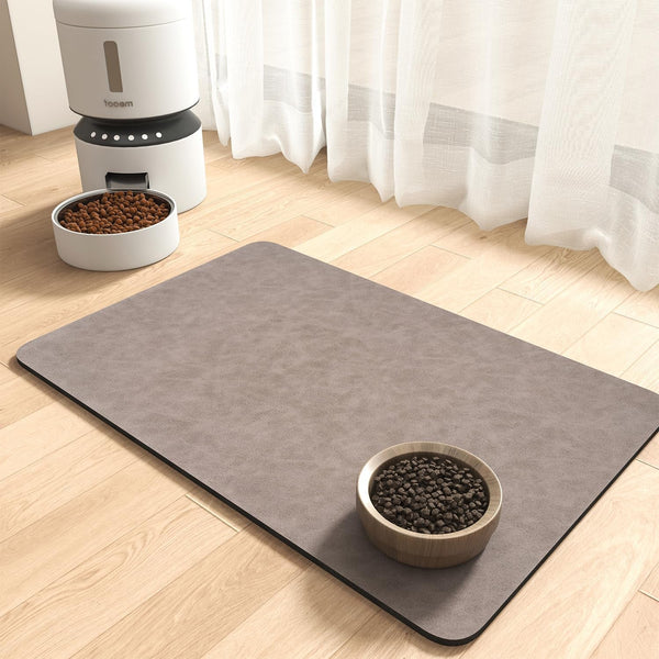 Montvoo-Absorbent Pet Feeding Mat-No Stains Pet Mat for Food and Water Bowl-Quick Dry Cat & Dog Food Mat Water Dispenser Mat-Pet Supplies Mat-Dog Water Bowl Mat for Messy Drinker,（Darkgrey,12"X19"）16