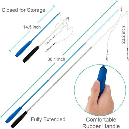 JIARON Cat Toys Interactive Feather Toy, 2PCS Retractable Wand and 10PCS Replacement Teaser with Bell Refills, Interactive Catcher and Funny Exercise for Kitten.2