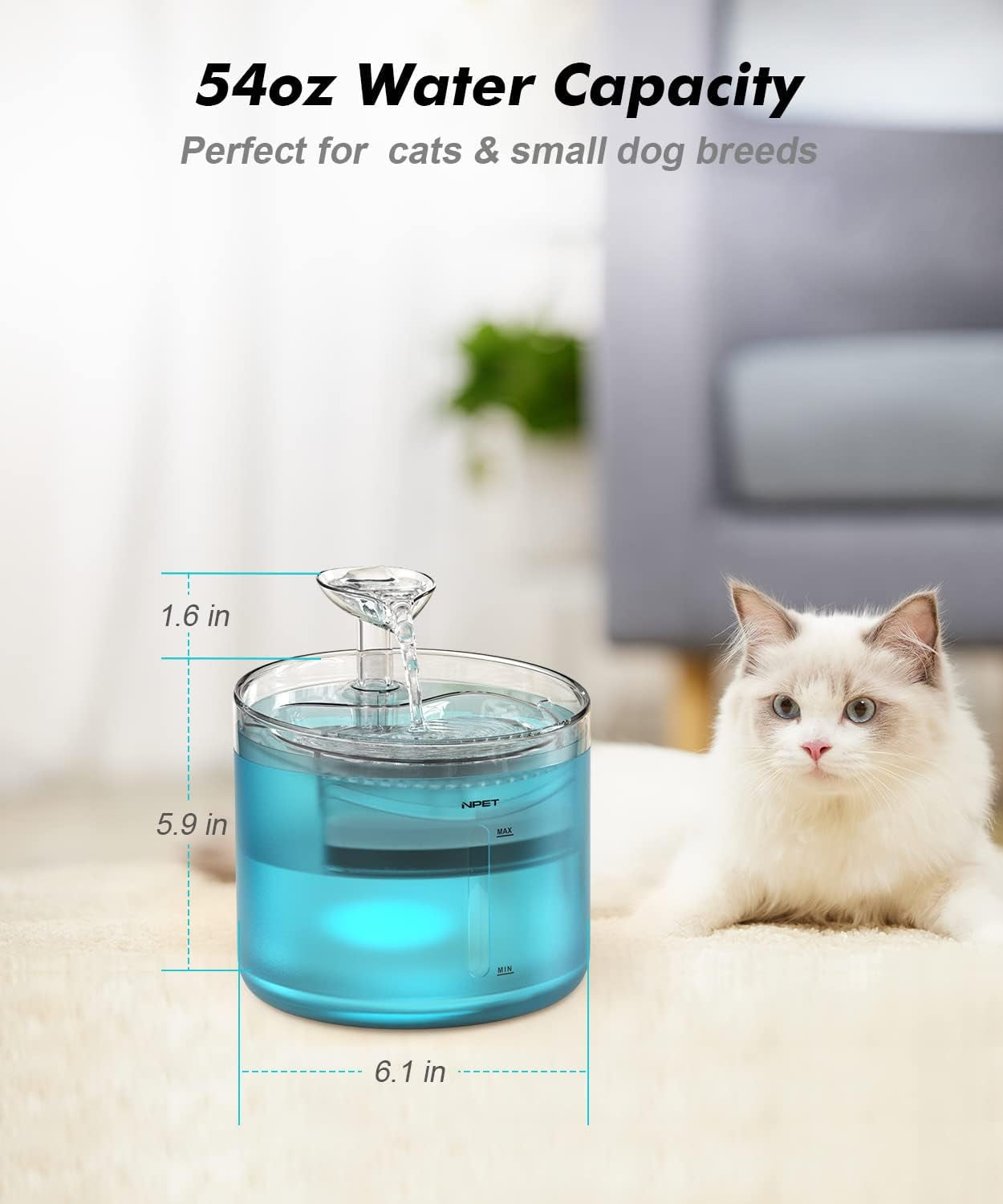npet-wf100-cat-foutain-54oz-1-6l-automatic-pet-water-fountain-dog-water-dispenser-with-2-flow-modes-bottom-suction-led-light-quiet-pump-for-for-cats-small-dogs