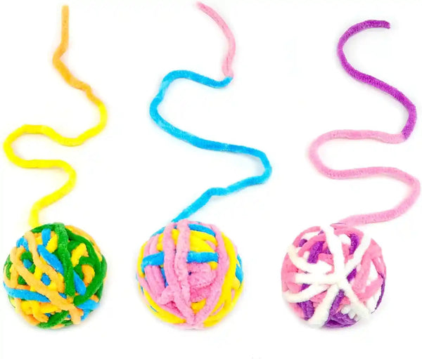 CHIWAVA 6 Pack 20" Woolen Yarn Cat Toys Ball with Bell 2" Large Indoor Cat Toy Balls Kitten Interactive Toys8
