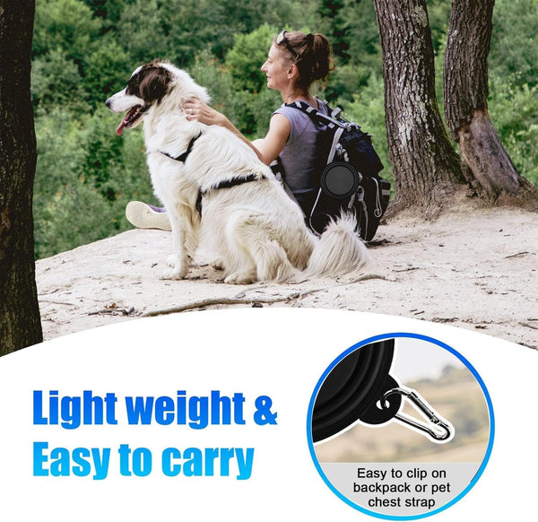 2 Pack Portable Collapsible Dog Bowl for Travel, 350Ml Foldable Water Dish for Dogs & Cats, Compact Feeding & Watering Bowl with 2 Carabiners, BPA Free – White4