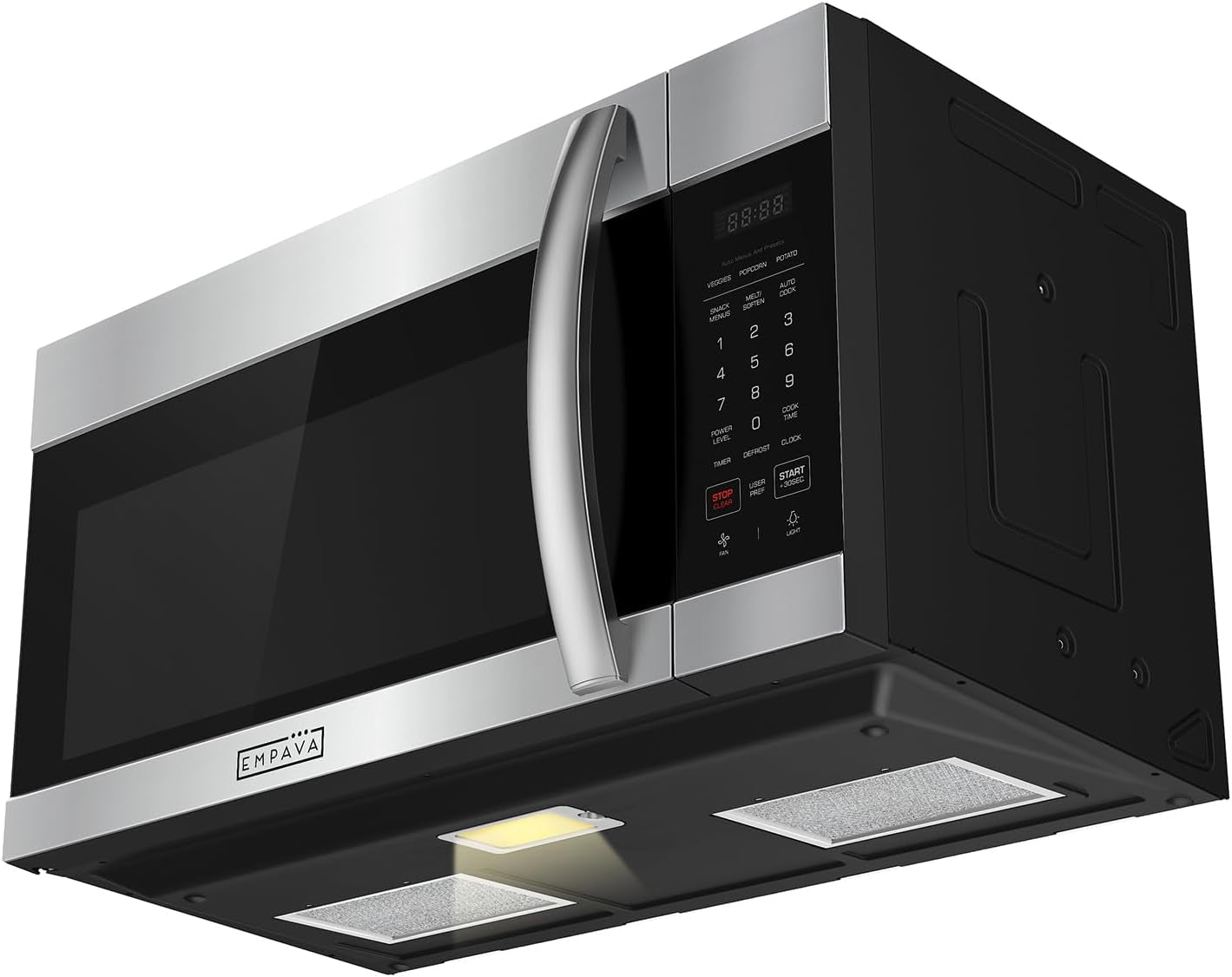 empava-1-7-cu-ft-over-the-range-microwave-1000w-silver-empv-30otr01-sensor-cooking-auto-menus-2-speed-300-cfm-venting-fan-10-power-levels-turntable-function-bright-cooktop-led-lighting