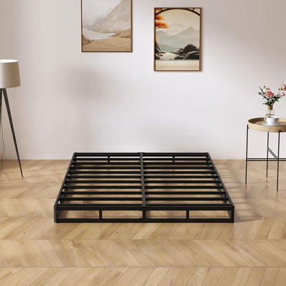 Queen Size Box Springs - 5 Inch Low Profile Mattress Foundation No Noise Heavy Duty Metal Basics Bed Base with Clean Fabric Cover, Easy Assembly5