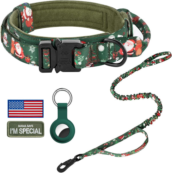 DAGANXI Tactical Dog Collar, Adjustable Military Training Nylon Dog Collar with Control Handle and Heavy Metal Buckle for Medium and Large Dogs, with Patches and Airtags Case (L, Black)18