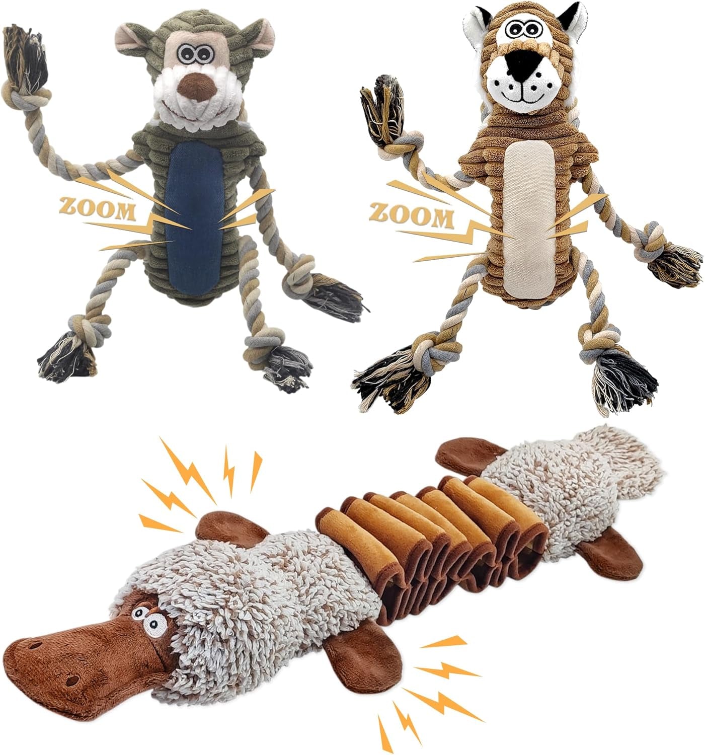 buypow-funny-plush-dog-chew-toys-squeaky-dog-toys-interactive-tug-of-war-puppy-toys-stuffed-dog-toys-for-small-medium-and-large-dogs-monkey