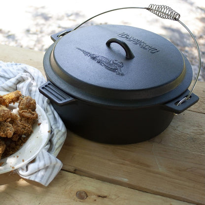 10-Qt Pre-Seasoned Cast Iron Chicken Fryer Features Cast Iron Domed Lid Cool Touch Coil Handle Perfect for Frying Chicken & Fish Slow Simmering Batches of Chili Stew and Jambalaya2