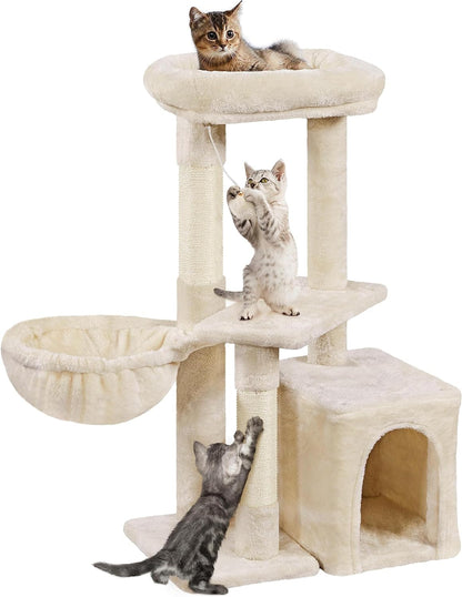 Yaheetech 34.5In Scratching Post, Cat Scratchers for Indoor Cats and Kittens, Multifunctional Activity Post W/Sisal Rope＆Dangling Ball＆Large Condo, Dark Gray12