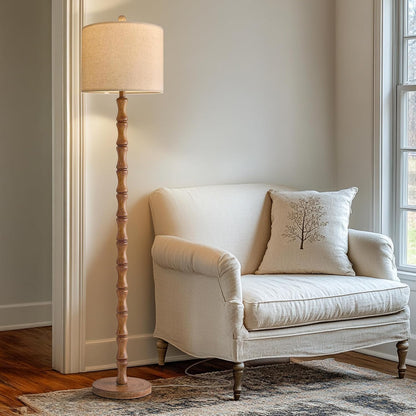 62" Rustic Floor Lamp for Living Room, Retro Farmhouse Floor Lamp Rotary Switch, Resin Standing Lamp for Living Room, Corner, Dining Room, Bedroom, Home Decor1
