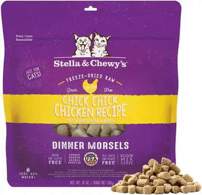 Stella & Chewy'S Freeze-Dried Raw Cat Dinner Morsels - Premium Chicken Recipe with 98% Cage-Free Meat & Organs - Natural Grain-Free Cat & Kitten Food - Made in USA - 18 Oz1