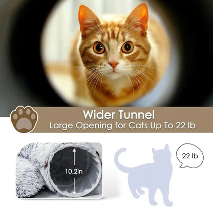 Baseola Fuzzy Cat Tunnel Bed for Indoor Cats, 2-In-1 Interactive Cat Toys | Peekaboo Cat Cave with Washable Mat, Collapsible Cat Play Tunnel for Kittens & Small Pets, Plush Cat Donut Bed Tunnel, Grey5