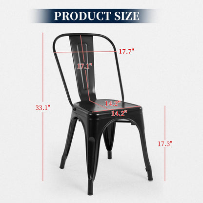 | Metal Dining Chairs | Set of 4, Black | 330Lbs Load | Stackable Tolix Side Chairs with Backrest | Non-Slip Feet | Indoor/Outdoor Use | Ideal for Kitchen & Restaurants3