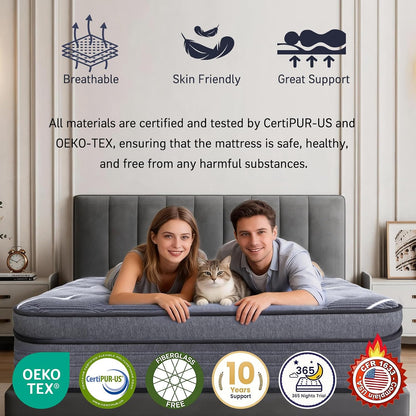 Full Mattress 12 Inch, Luxury Hotel-Level Cooling Hybrid Mattress in a Box | Upgraded Cooling Gel Memory Foam & Pocket Springs, Relieve Back & Waist Pain, Extra Back Support, Medium Firm,365-Night Trial7