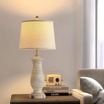 Farmhouse Table Lamps for Living Room Set of 2, Touch Lamps for Nightstand with Dual USB Charging Port, Bedside Table Lamp for Bedroom, 2 Bulb Included4