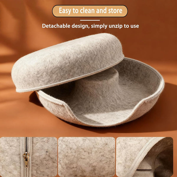 Cat Donut Tunnel Bed for Indoor Cats - Peekaboo Cat Cave, Detachable Felt, Washable, Interactive Play & Cozy Rest Space for Multiple Cats (Dark Gray)4