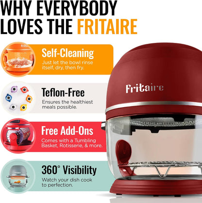 Non Toxic Air Fryer™ Pro | 9-In-1 Glass Air Fryer | Self-Cleaning | 5 Quart | Rotisserie and Tumbler | 400F Vortex for Even Cooking, Bpa-Free Teflon Free, Recrisp, Roast, Bake, Cherry2