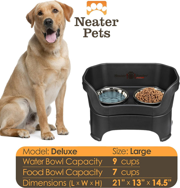 Neater Pet Brands Neater Feeder Deluxe Mess Proof Dog Bowls Elevated for Large Dogs over 40 Lbs, Made in USA, No Spill Raised Dog Food Bowl Stand Feeding Station, Food and Water Bowl Set, Black4
