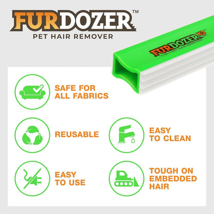 Furdozer Pet Hair Remover & Auto Detailing Tools - Cat & Dog Hair Remover for Carpets, Car Interiors, Couches, Bedding, & Pet Furniture (Green, (2 Pack) - X3 PRO)6