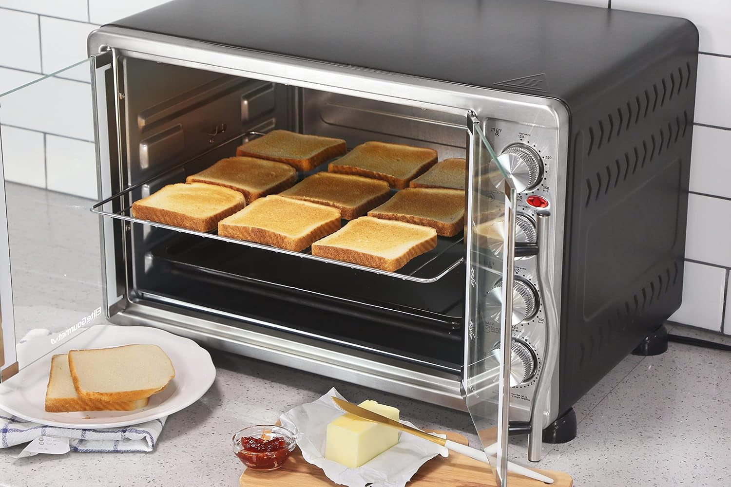eto4510mx-french-door-convection-oven-47-5qt-stainless-steel-18-slice-capacity-4-control-knobs-for-bake-broil-toast-rotisserie-keep-warm-includes-2-x-14-pizza-racks