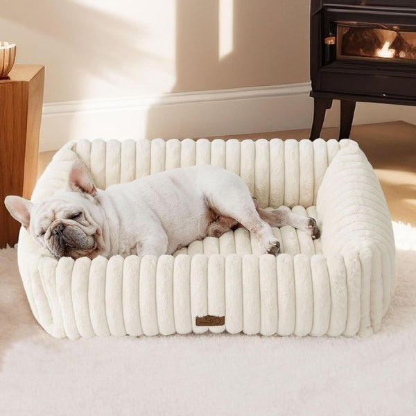 Bedsure Comfyfleece™ Cute Dog Bed for Small Medium Dogs Washable,25In Cream | Furry Puppy Beds,Square Rectangle Orthopedic Corduroy Aesthetic Pet Beds,Removable Zipper Cover,Non-Slip Bottom,Up to 15 Lbs39