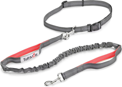 Tuff Mutt Hands Free Dog Leash for Walking Running Hiking, Waist Leash with Bungee, Adjustable Belt, Reflective Double Handle Design for Large Medium Dogs14