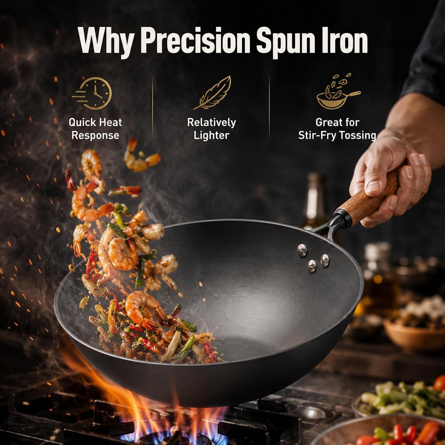 carbon-steel-wok-with-glass-lid-12-6-inch-flat-bottom-stir-fry-pan-rolled-edge-spun-wok-pan-coating-free-wok-for-induction-gas-electric-cooktops-3-4-servings