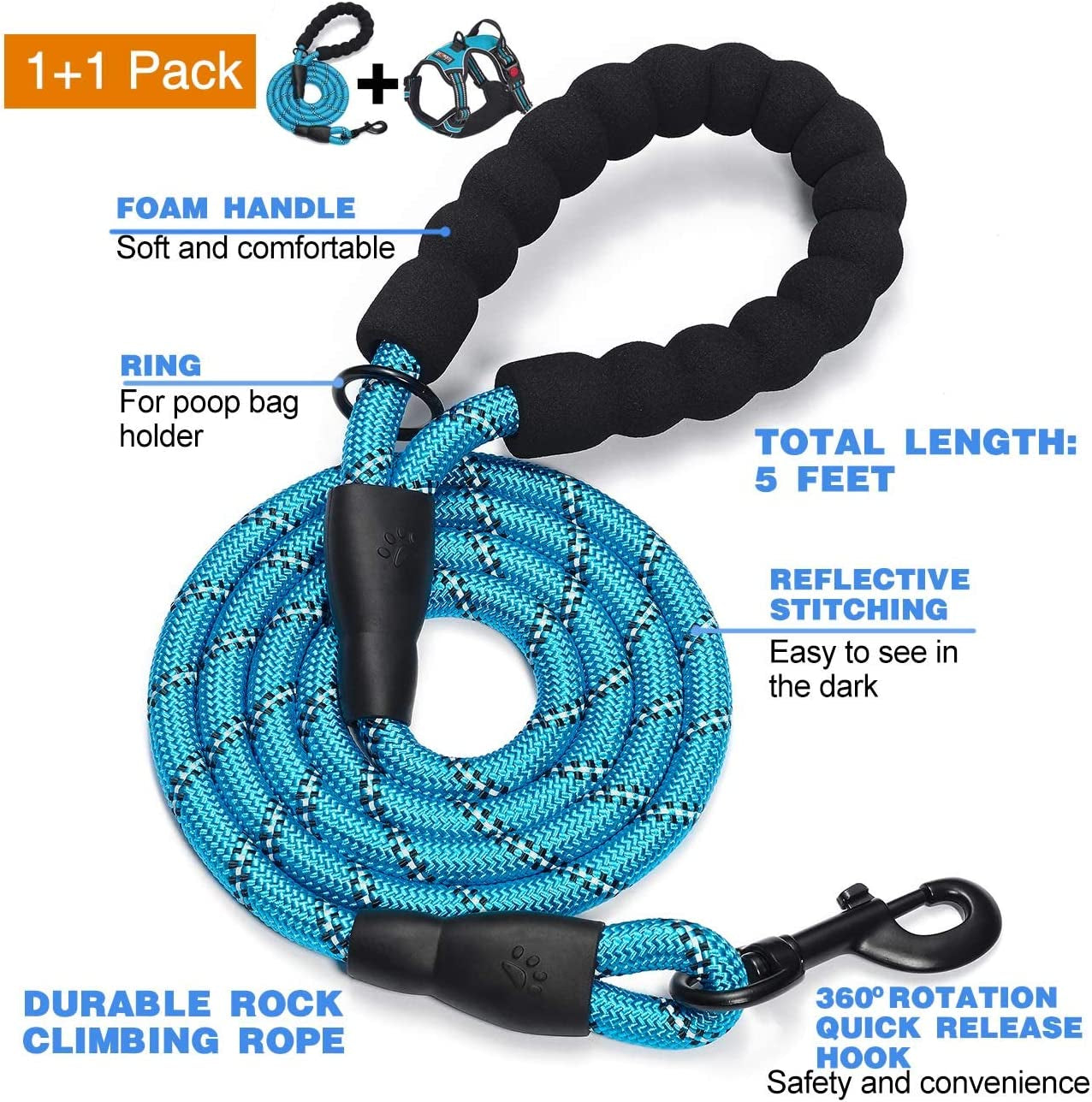 tobedri-no-pull-dog-harness-adjustable-reflective-oxford-easy-control-medium-large-dog-harness-with-a-free-heavy-duty-5ft-dog-leash-blue-m