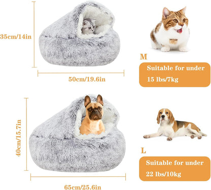 SUOXU Small Dog Bed, Nest Warm Super Soft Plush Faux Fur Washable Dog Bed with Non-Slip Bottom for Medium Small Dogs Snooze Sleeping Indoor (Gray-65Cm/25In)3