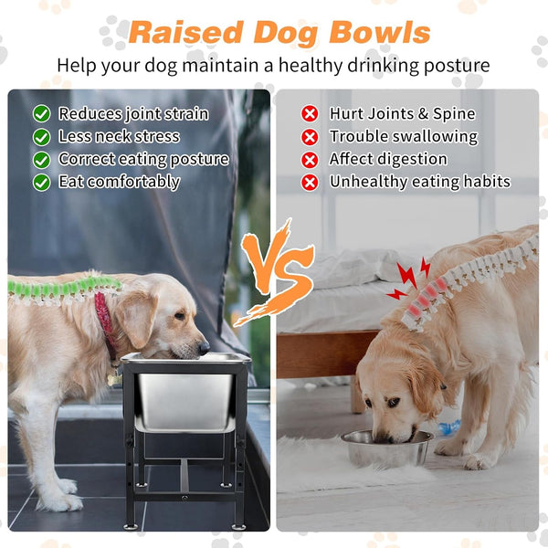 3 Gallon Elevated Dog Water Bowl, Raised Stand for Large Dogs | 4 Adjustable Heights, 9.65-15.16 in Stand, 3 Gallon Bowl, 14 X 10.6 X 5.9 in Size, Indoor Outdoor Use, Easy to Clean4