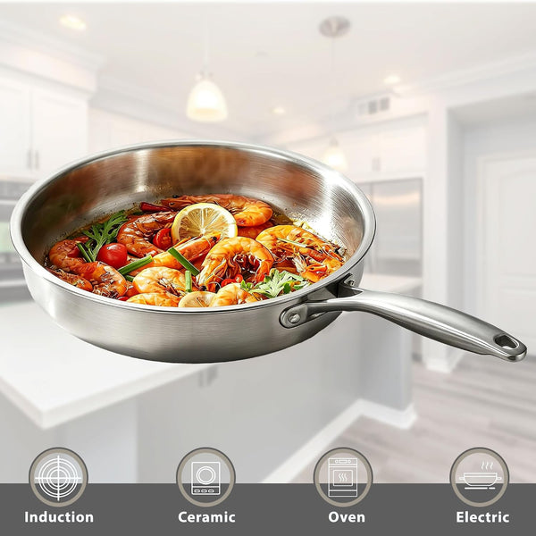 Stainless Steel Pots and Pans Set, 8 Piece Kitchen Induction Cookware Sets with Glass Lids, Works with Induction, Electric and Gas Cooktops, Non Toxic, Oven & Dishwasher Safe6