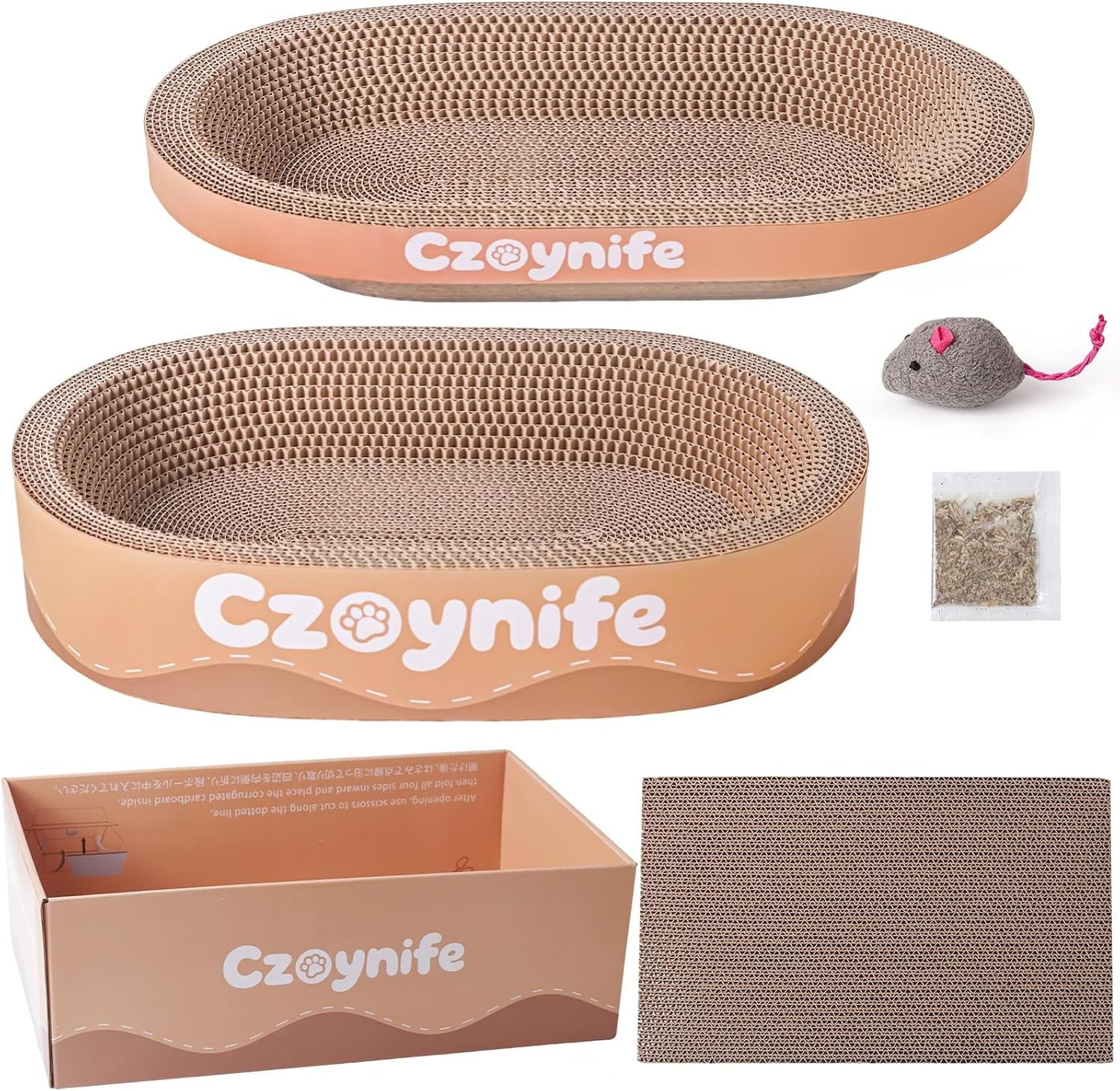 3pcs-cat-scratcher-cardboard-oval-cat-scratch-pad-bowl-nest-for-indoor-cats-round-cat-scratching-board-corrugated-lounge-cat-bed-furniture-protector-for-couch-coffee-15-7-10-in