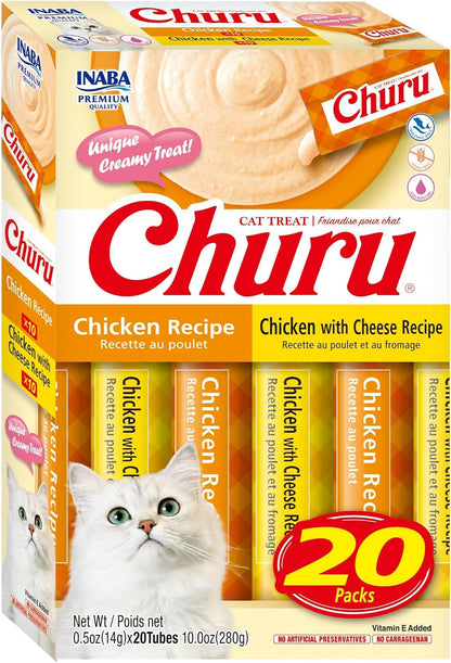 INABA Churu Cat Treats, Lickable, Squeezable Creamy Purée Cat Treat with Vitamin E, 0.5 Ounces Each Tube, 20 Tubes, Tuna & Chicken Variety12