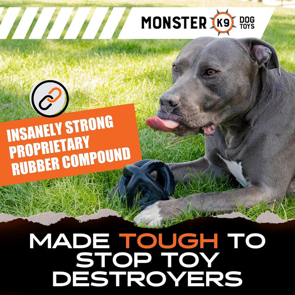 Monster K9 Ring Ball | Virtually Indestructible. Lifetime Guaranteed. | VULCRON™ Natural Rubber | Durable, Heavy Duty Dog Chew Toy for Aggressive Chewers | Medium & Large Breeds, 5.5”3