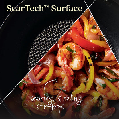 X Seartech Aluminum Nonstick Cookware Stir Fry Wok with Lid, 10-Inch, Super Dark Gray4