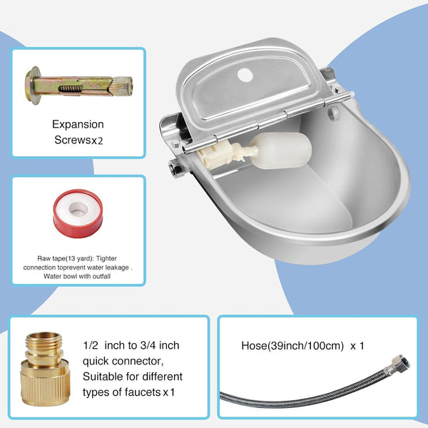 Automatic Water Dispenser for Dog, Stainless Steel Dog Water Bowl Dispenser with 2 Float Valves2