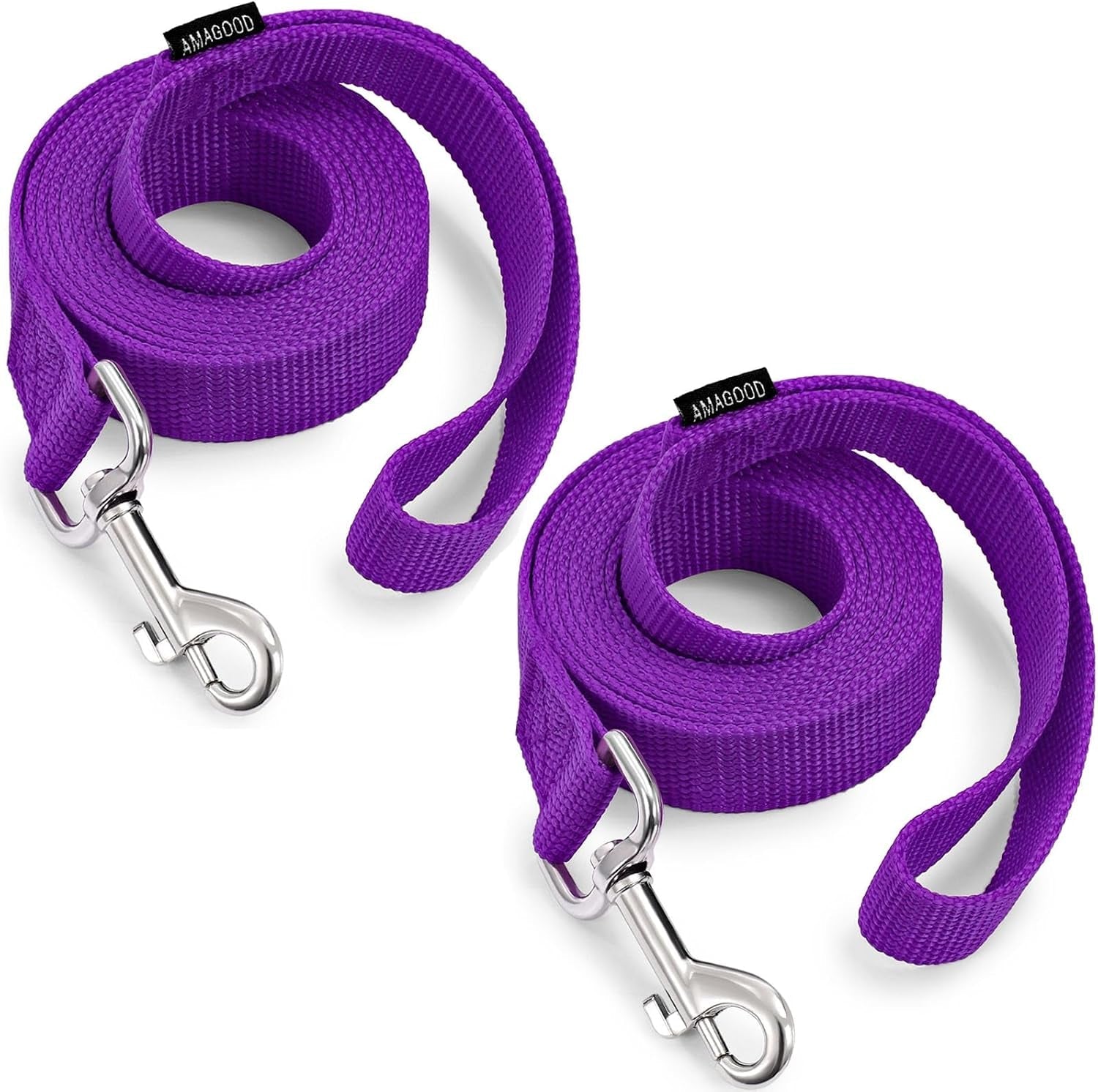 amagood-6-ft-puppy-leash-strong-traditional-style-with-easy-to-use-collar-hook-great-for-small-medium-and-large-dogs-5-8in-x-6-ft-purple