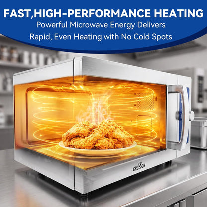 Commercial Microwave Oven Countertop with Dial Controls,0.9Cu Ft,Stainless Steel,6 Cooking Presets,1000W with 5 Power Levels,Easy to Clean for Restaurants|Office|Home Kitchen5