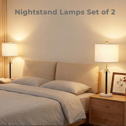 Gold Table Lamps Set of 2, 22" to 30" Adjustable Nightstand Lamps for Bedroom, Dimmable End Table Lamps for Living Room Console Entry Farmhouse Home Decor, New House Warming Gifts5