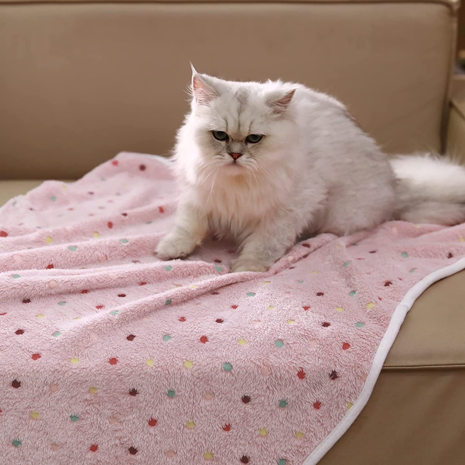 1-pack-3-blankets-super-soft-cute-dot-pattern-pet-blanket-flannel-throw-for-dog-puppy-cat-beige-brown-pink-small