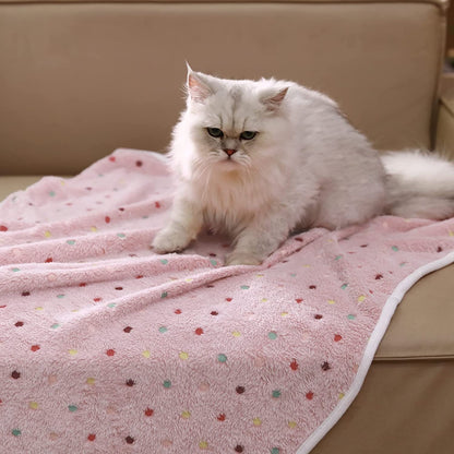 1 Pack 3 Blankets Super Soft Cute Dot Pattern Pet Blanket Flannel Throw for Dog Puppy Cat Beige/Brown/Pink Small7