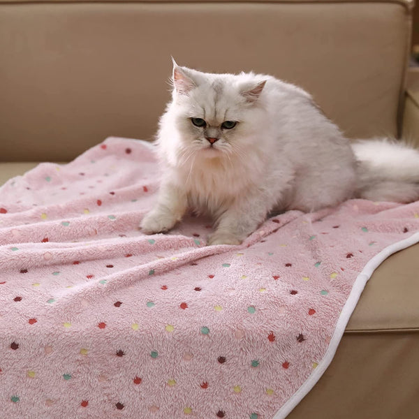 1 Pack 3 Blankets Super Soft Cute Dot Pattern Pet Blanket Flannel Throw for Dog Puppy Cat Beige/Brown/Pink Small7