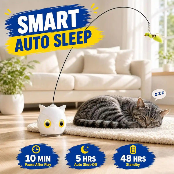 Interactive Cat Toys for Indoor Cats - Automatic Flying Bird Feather Toy with Sticky Suction Base, USB Rechargeable 360° Electric Cat Teaser, Touch Activated Self-Play Toy for Bored Cats7