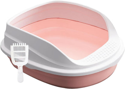 Pet Litter Pan with Scooper, Open Top Litter Box with High Sides, Non-Slip Bottom, Easy to Clean Cat Litter Tray for Indoor Cats- 45Cm1
