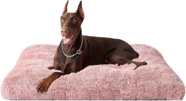 EHEYCIGA Fluffy Dog Crate Bed for Extra Large Dogs, Plush Faux Fur Pad, Calming anti Anxiety XL Bed for Crate, Washable Soft Warm Dog Mat with Non-Slip Bottom, Grey34
