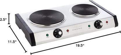 CMW-70 Stainless Steel Microwave Oven, Silver & Cast-Iron Double Burner, 11.5"(L) X 19.5"(W) X 2.5"(H), Silver8