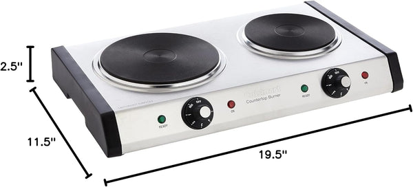 CMW-70 Stainless Steel Microwave Oven, Silver & Cast-Iron Double Burner, 11.5"(L) X 19.5"(W) X 2.5"(H), Silver8