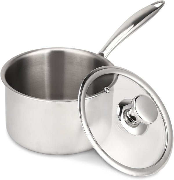 1.5 QT Titanium Saucepan with Lid,Healthy Titanium Pot for Cooking | Non Stick Titanium Cookware, Pure No Coating Lightweight Milk Pot Compatible with All Stovetops for Warming Sauce,Baby Food1