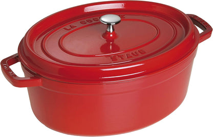 STAUB Cast Iron Dutch Oven 7-Qt Oval Cocotte, Made in France, Serves 7-8, Cherry1
