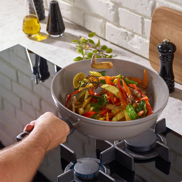 Ceratal Comfort 11 Inch Ceramic Non-Stick Wok, 3.9 Quart, Warm Grey, Made without Added PFAS/PTFE, All Stovetops Including Induction, Made in Germany2