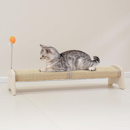 Cat Scratching Post, 30" Horizontal Sisal Scratch Post for Indoor Cats, Durable Cat Furniture Protector with Spring Toy7