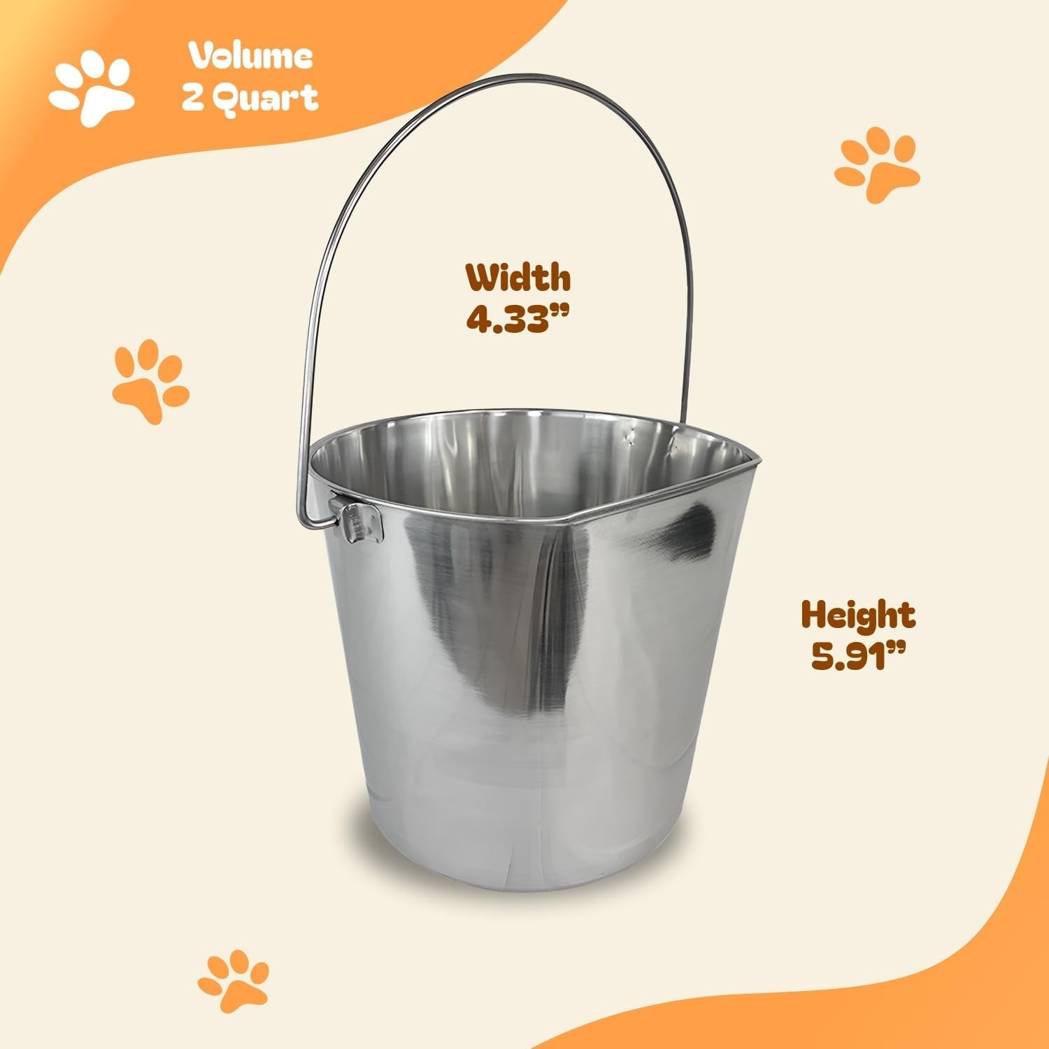 advance-pet-products-2-quart-heavy-duty-stainless-steel-flat-side-bucket-durable-food-water-pail-for-dogs-cats-kennels-cages-and-critter-crates-multi-purpose-bucket